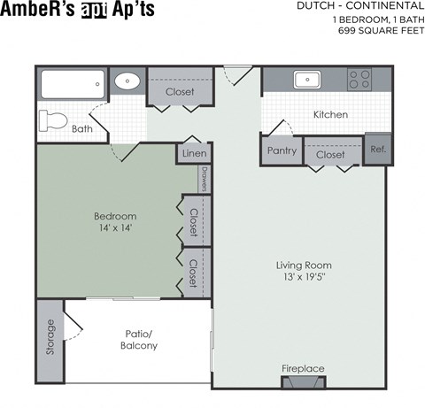 1 bedroom floor plan